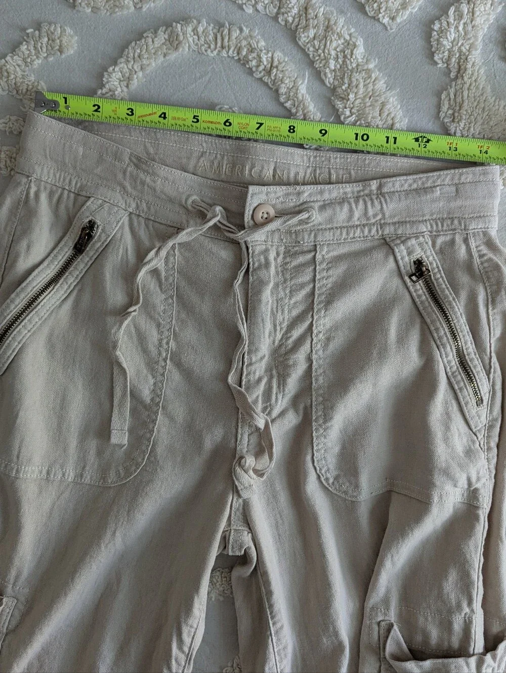 American Eagle Dreamy Drape Baggy Wide Leg Pants Linen Blend Gorpcore 4 Short - Picture 5 of 9